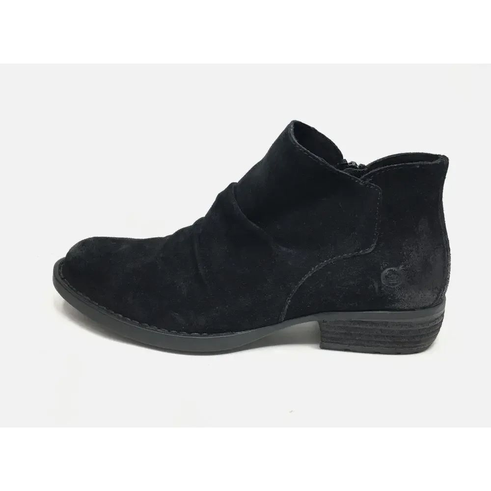 Born Adalee Suede Boots 11 Black Suede NWT Ankle Booties Comfort Western